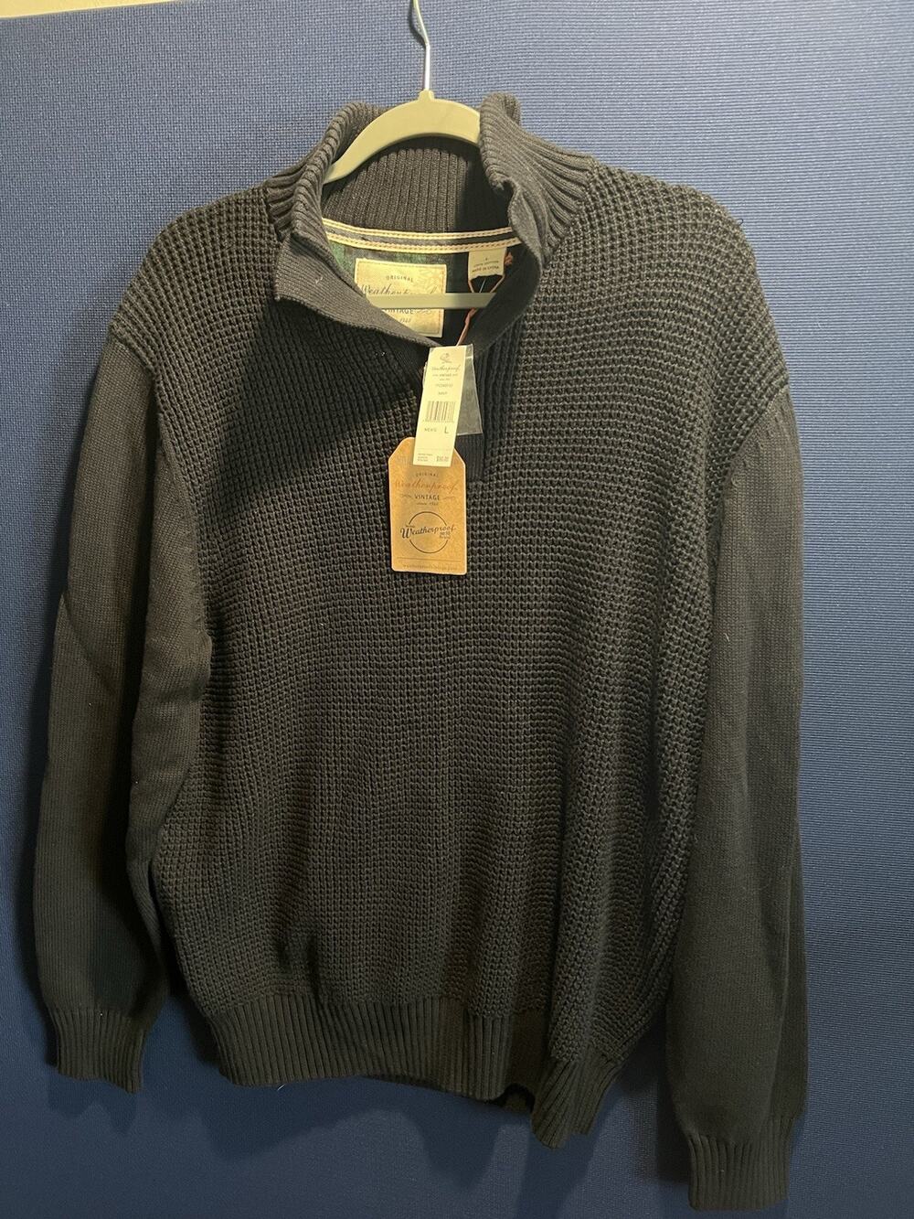 NEW Classic Weatherproof Vintage Navy Pullover Men’s Sweater Size L